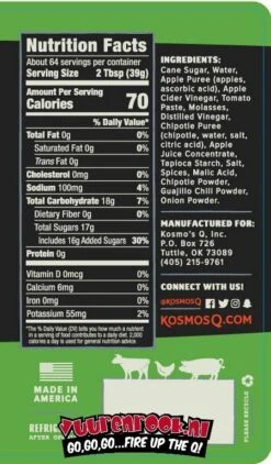 Kosmos Sweet Apple Chipotle BBQ Sauce 15.5oz -Barbecue Gereedschap image 647